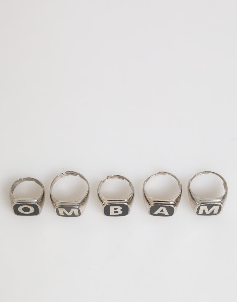 Bague ajustable Dolce & Gabbana en laiton argenté avec lettrage, lot de 5 pièces