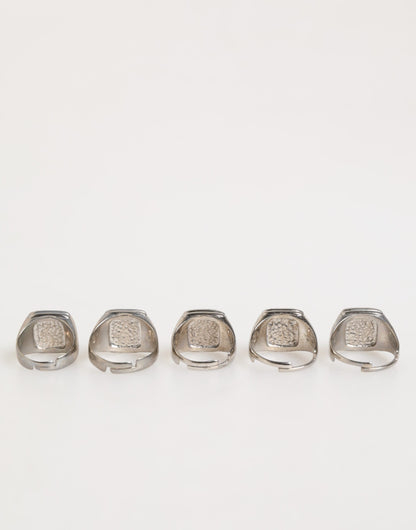 Dolce &amp; Gabbana Zilverkleurige Messing Letterset 5 Stuks Verstelbare Ring