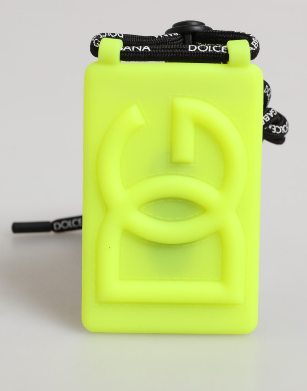 Porte-badge réglable Dolce &amp; Gabbana en caoutchouc jaune vert DG en relief