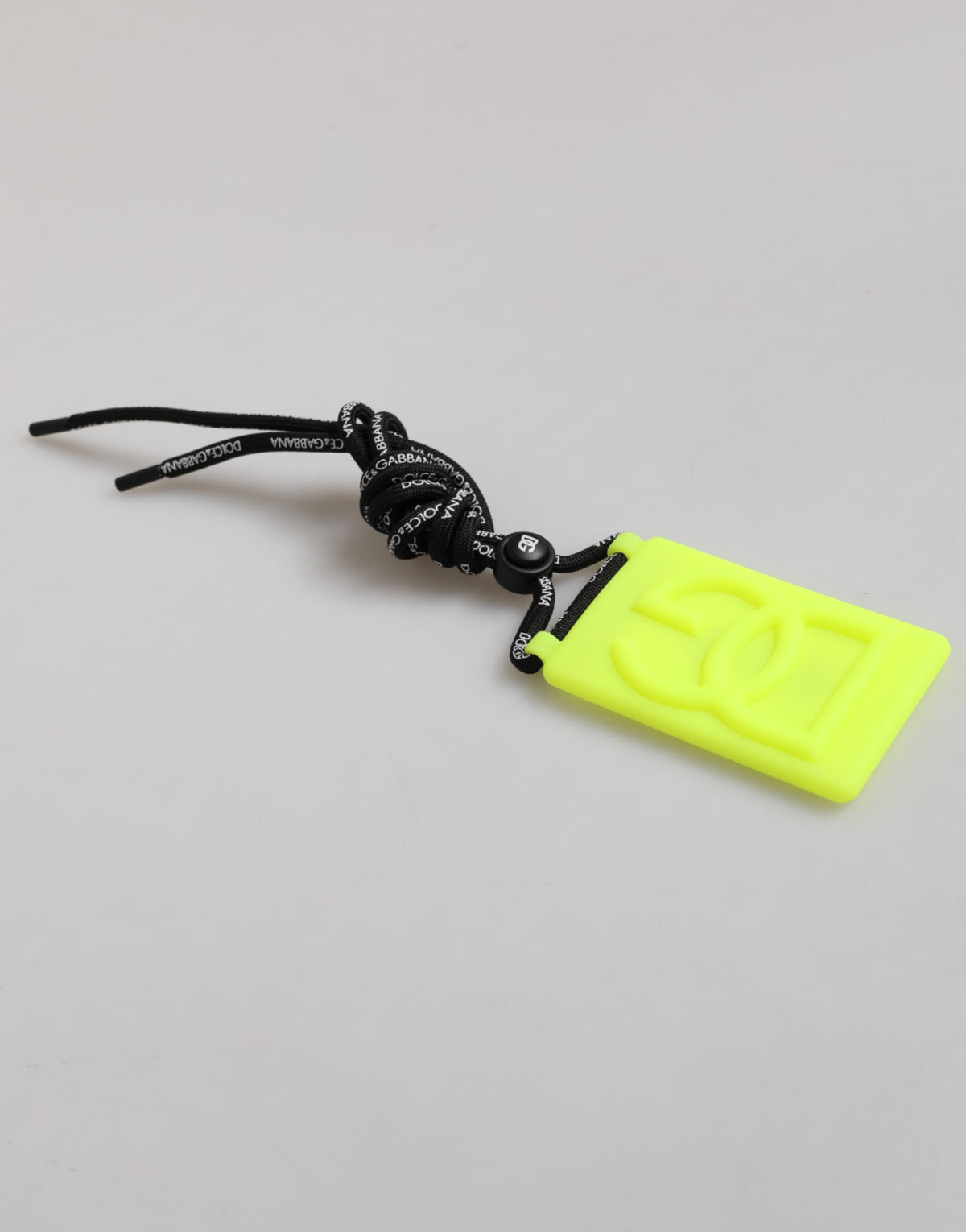 Porte-badge réglable Dolce &amp; Gabbana en caoutchouc jaune vert DG en relief