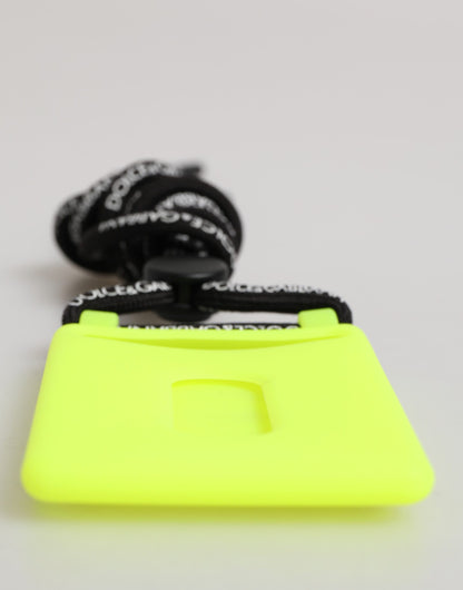 Porte-badge réglable Dolce & Gabbana en caoutchouc jaune vert DG en relief