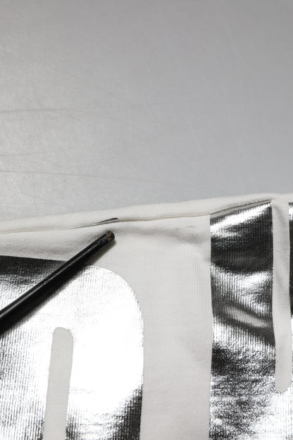 Dolce & Gabbana White Metallic Print Cotton CrewNeck T-shirt