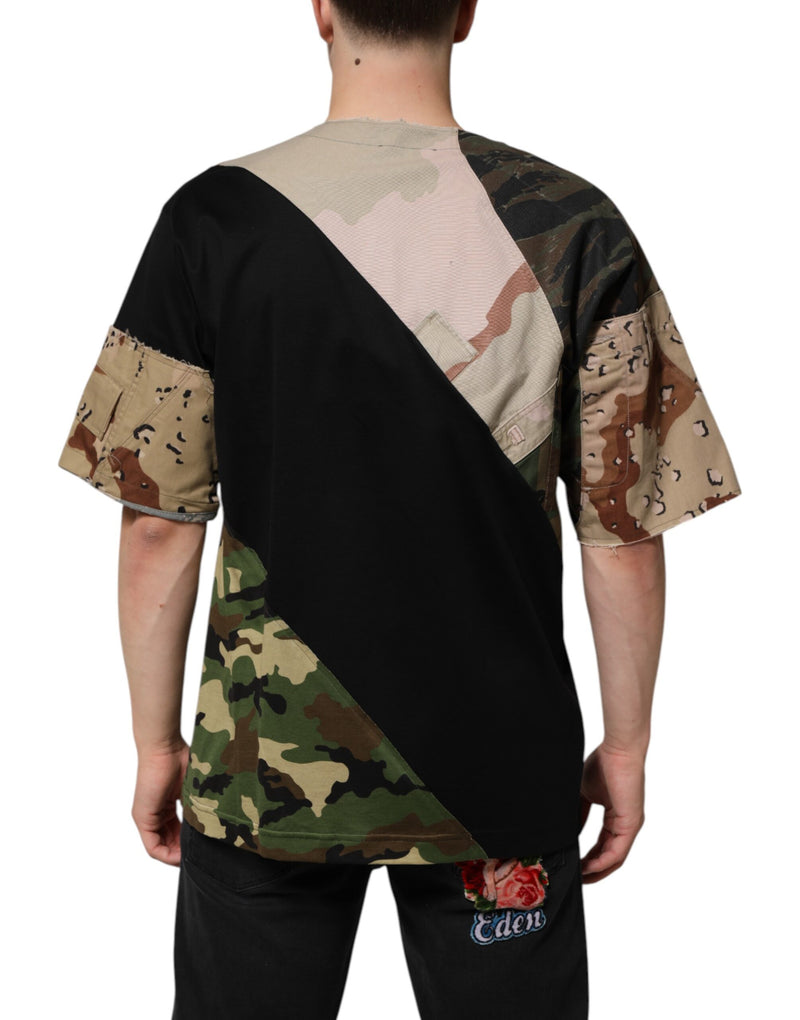 Dolce & Gabbana Multicolor Patchwork Cotton CrewNeck  T-shirt