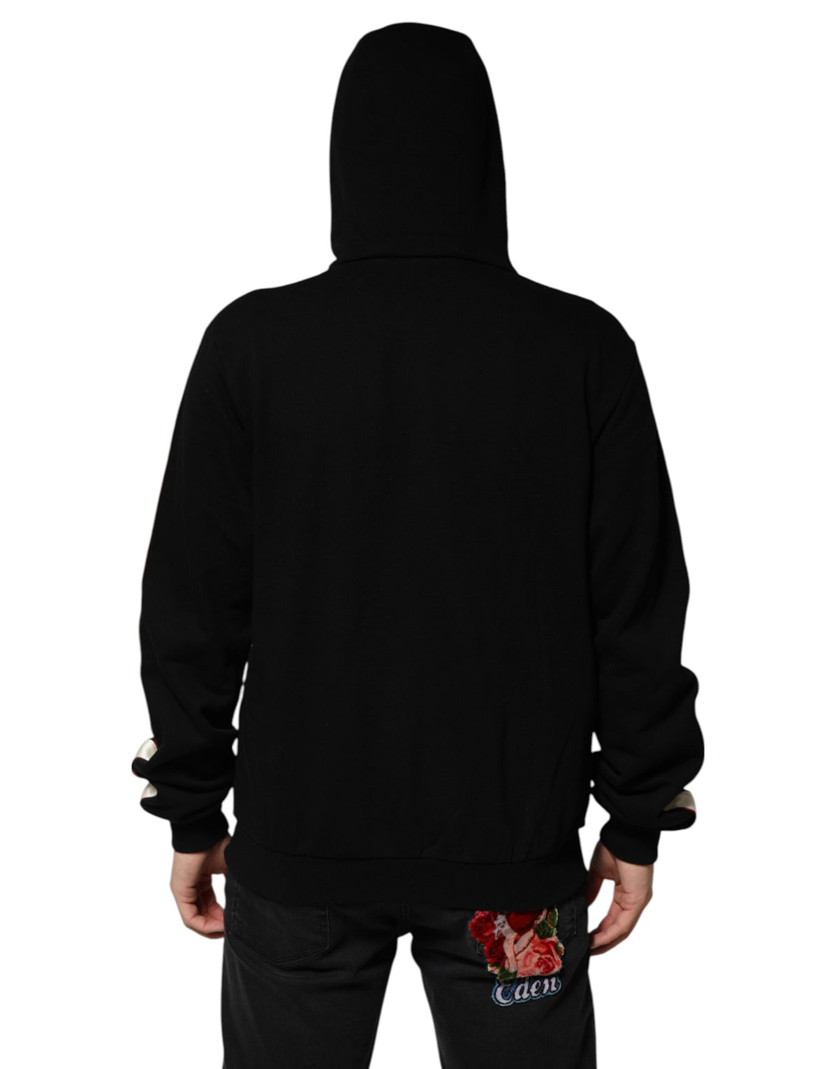 Cardigan en coton noir avec plaque de marque Dolce &amp; Gabbana