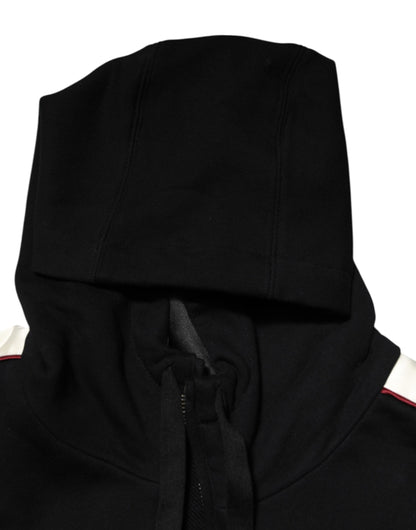 Dolce & Gabbana Black Cotton Plaque Track Cardigan Sweater