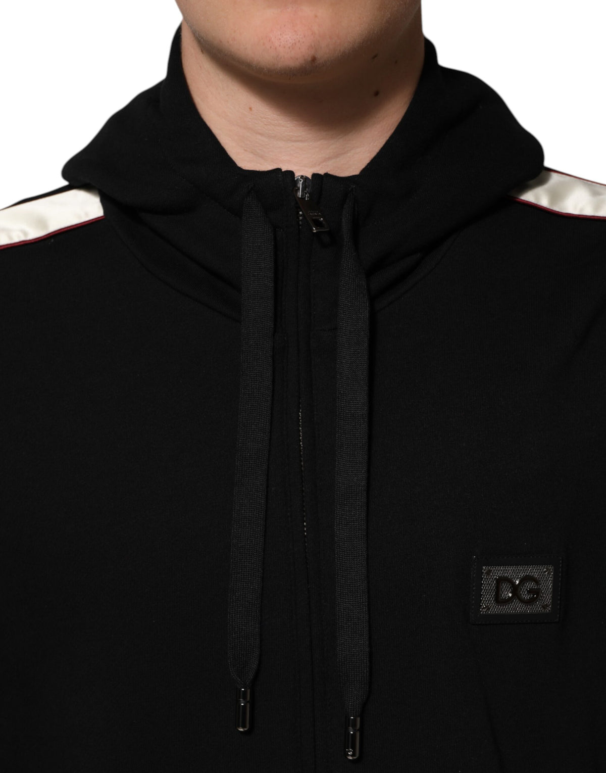 Cardigan en coton noir avec plaque de marque Dolce &amp; Gabbana
