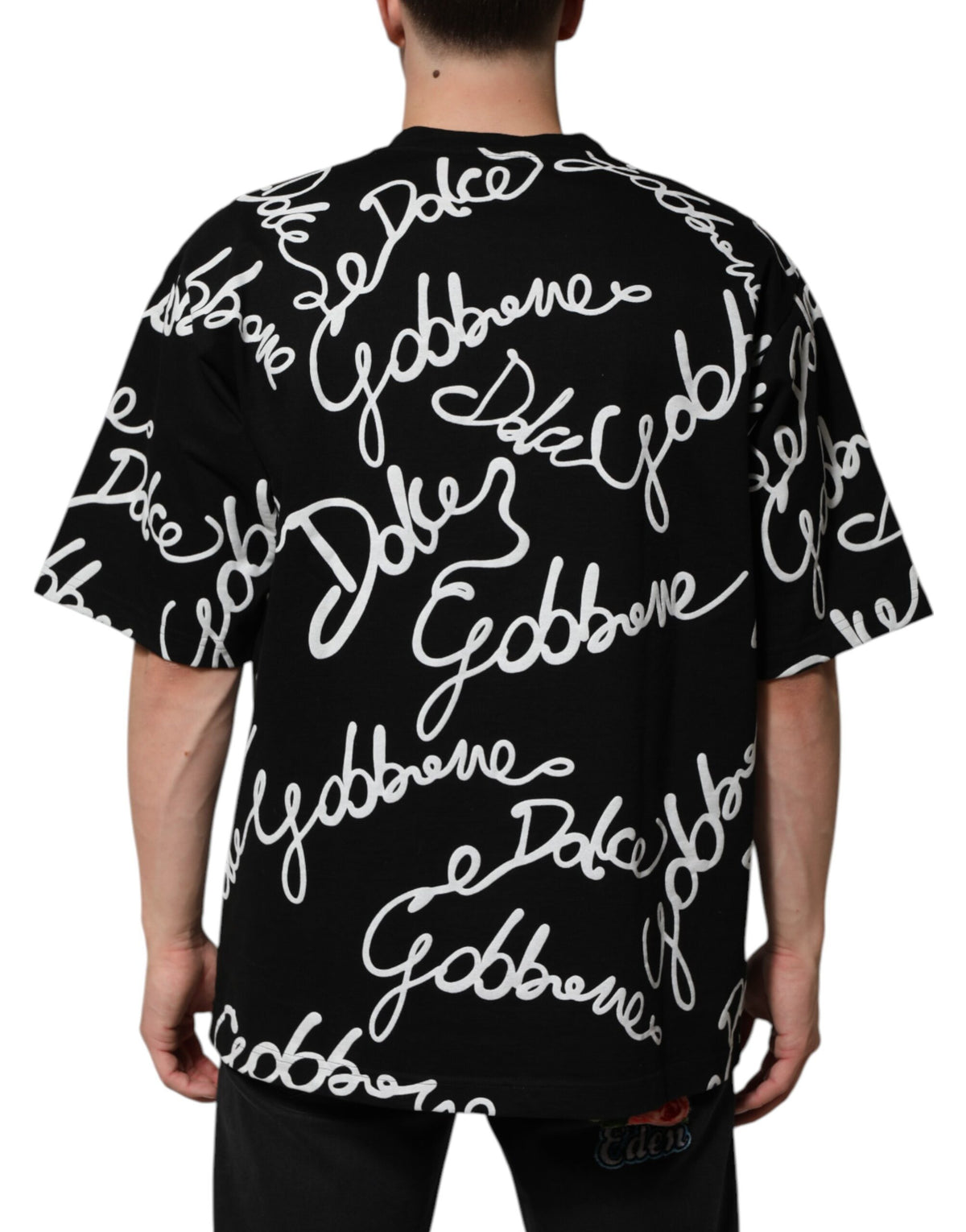 T-shirt en coton à col rond noir avec imprimé du logo Dolce &amp; Gabbana