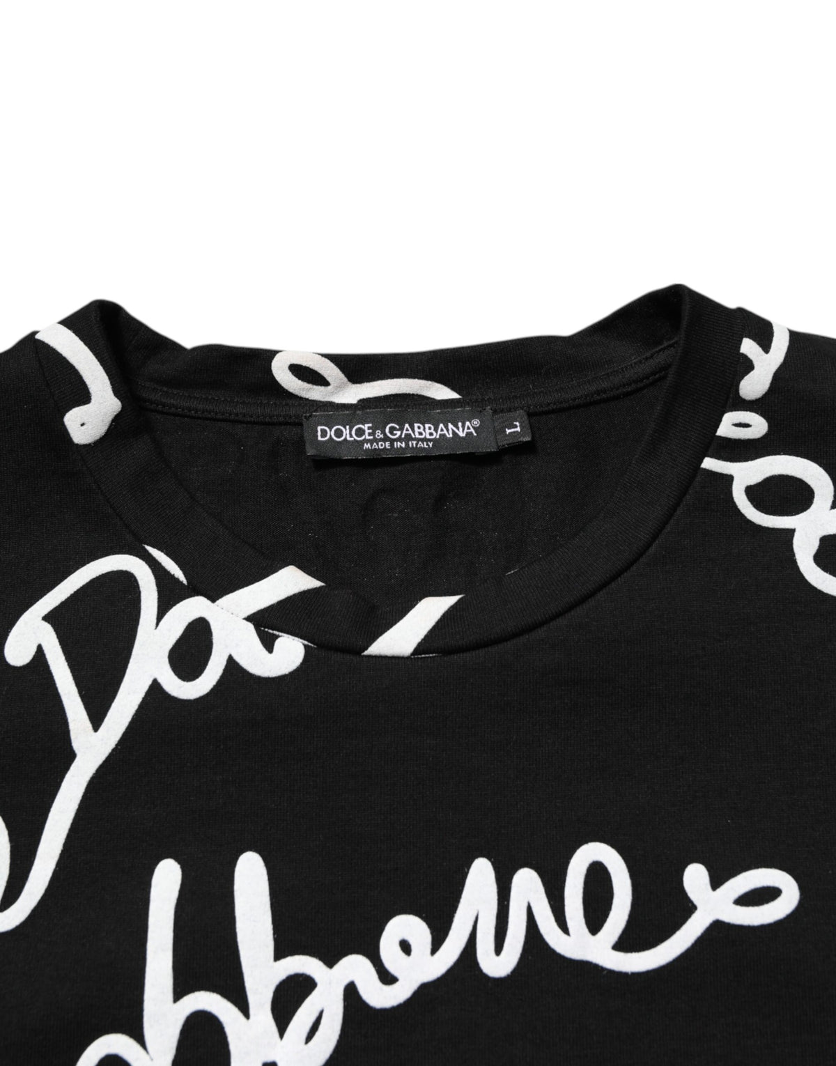 T-shirt en coton à col rond noir avec imprimé du logo Dolce &amp; Gabbana