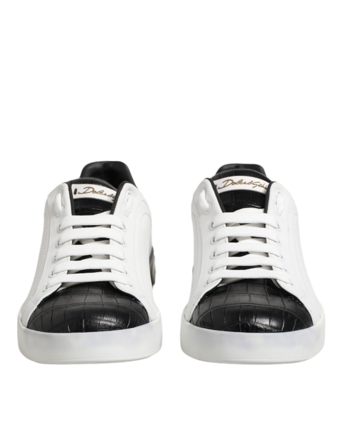 Dolce & Gabbana Portofino Black and White Leather Sneakers