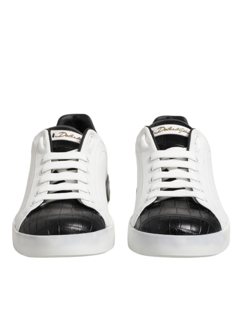 Dolce & Gabbana Portofino Black and White Leather Sneakers