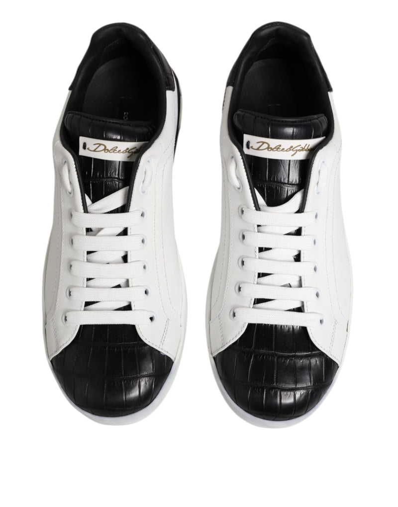 Dolce & Gabbana Portofino Black and White Leather Sneakers