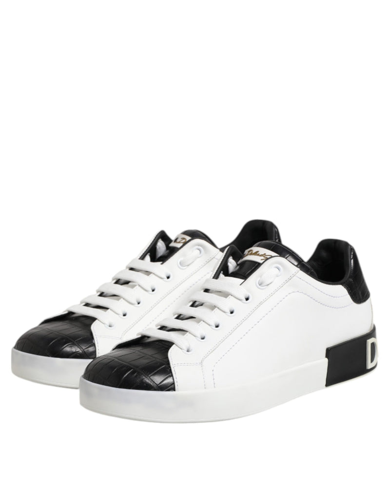 Dolce & Gabbana Portofino Black and White Leather Sneakers