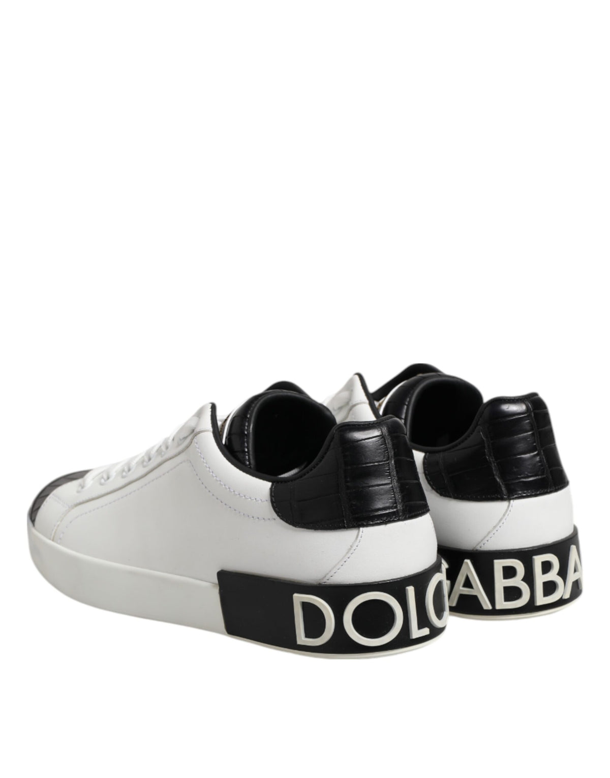 Dolce & Gabbana Portofino Black and White Leather Sneakers