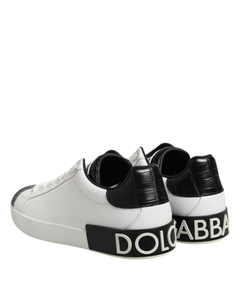 Dolce & Gabbana Portofino Black and White Leather Sneakers