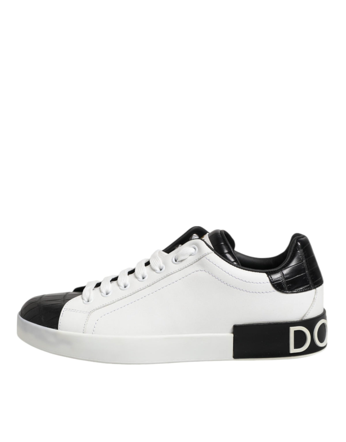 Dolce & Gabbana Portofino Black and White Leather Sneakers