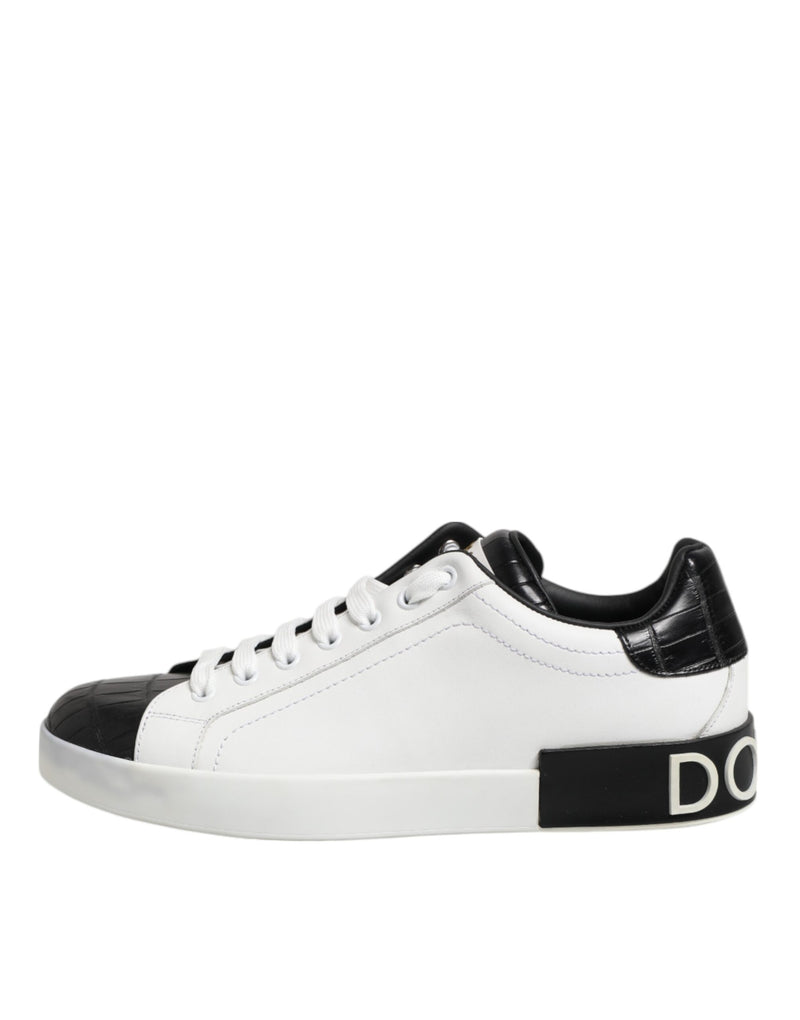 Dolce & Gabbana Portofino Black and White Leather Sneakers