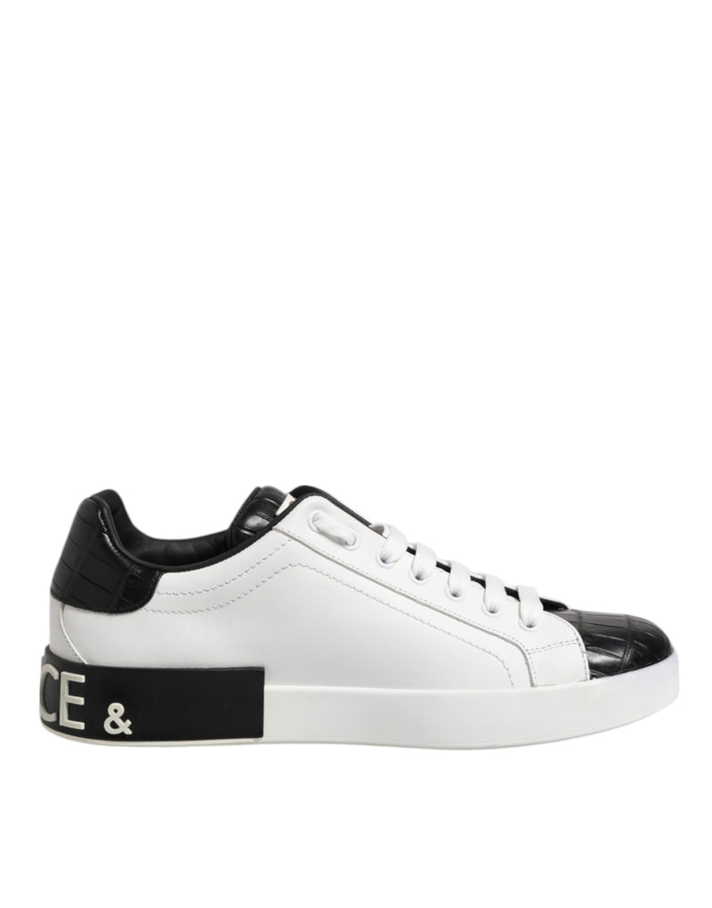 Dolce & Gabbana Portofino Black and White Leather Sneakers