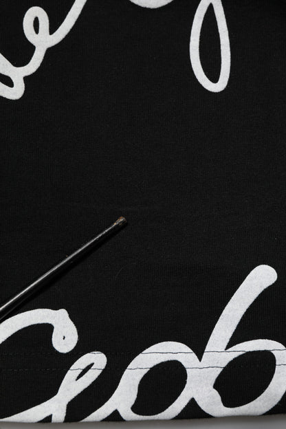 Dolce & Gabbana Black Logo Print Cotton Crew Neck  T-shirt