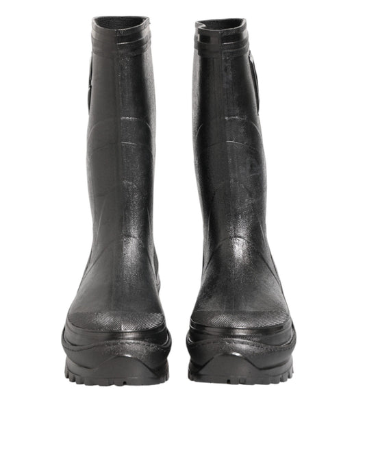 Dolce & Gabbana Bottes de Pluie Noires Métalliques pour Homme