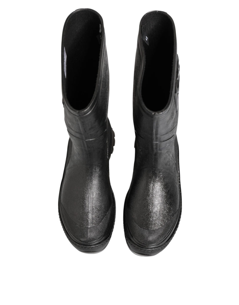 Dolce & Gabbana Bottes de Pluie Noires Métalliques pour Homme