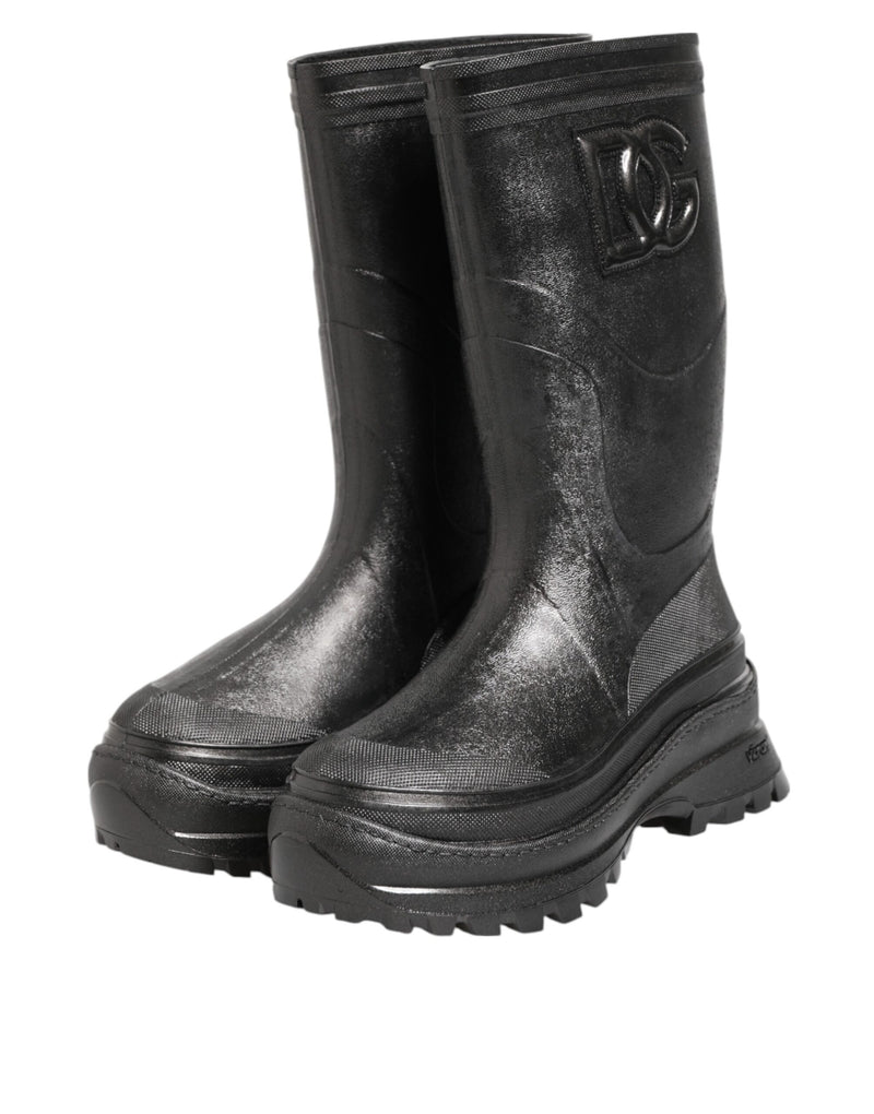 Dolce & Gabbana Bottes de Pluie Noires Métalliques pour Homme