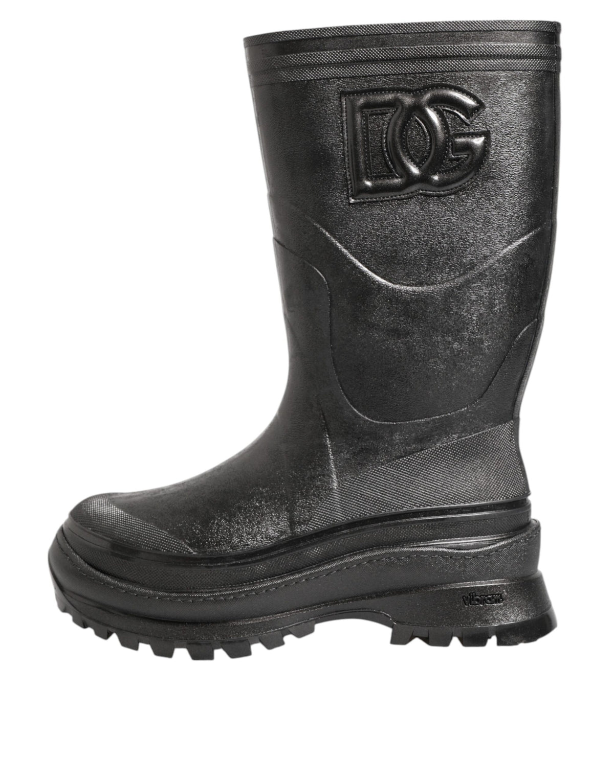 Dolce & Gabbana Bottes de Pluie Noires Métalliques pour Homme