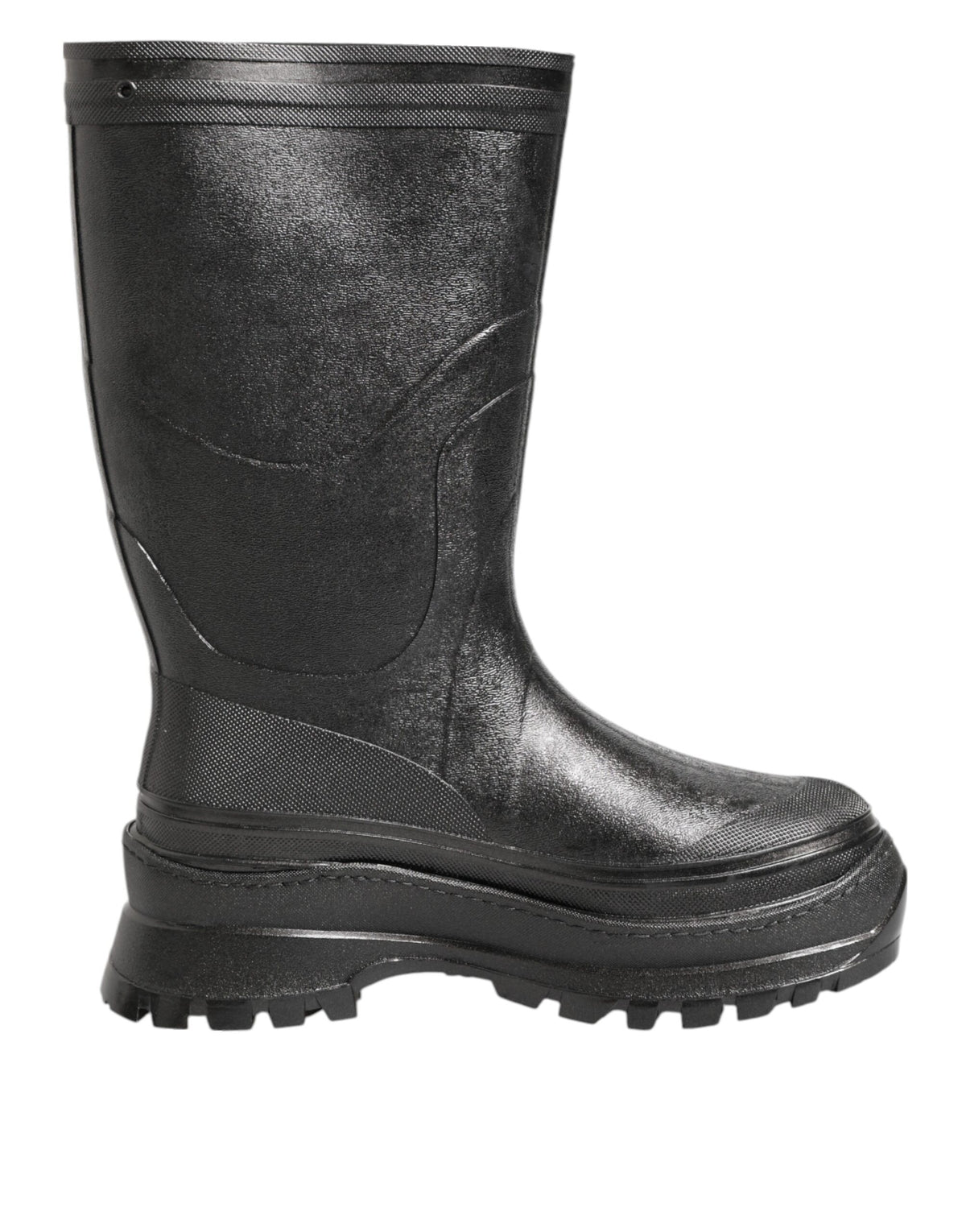 Dolce & Gabbana Metallic Black Pull On Rain Boots for Men