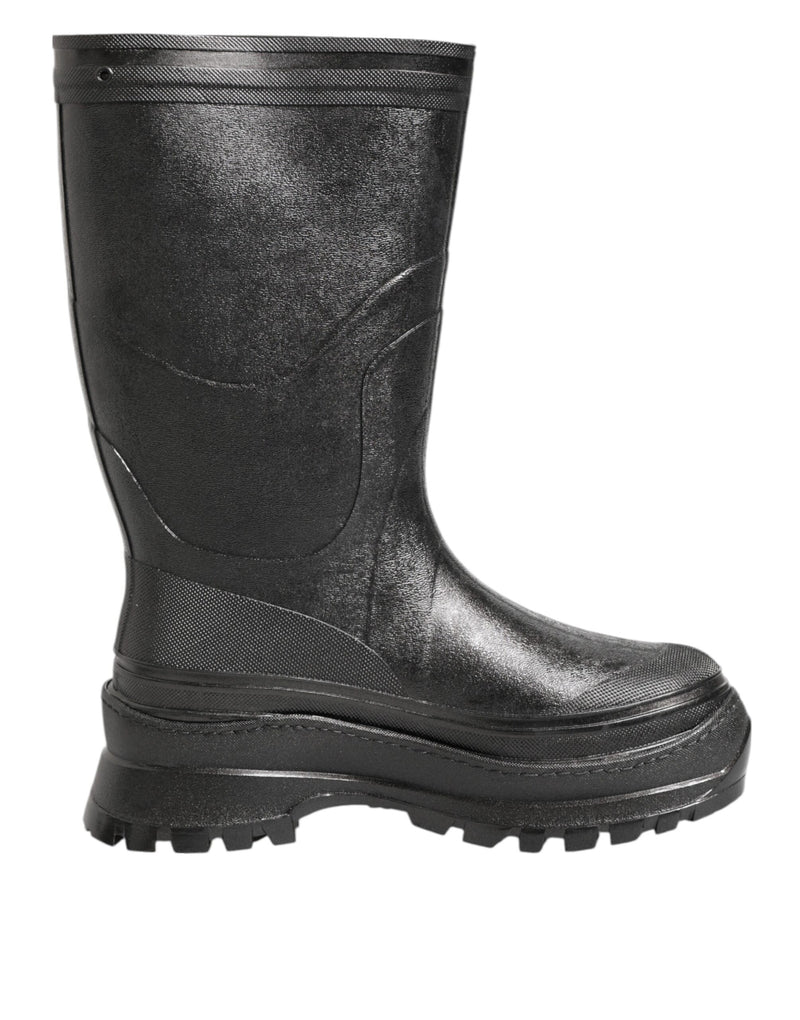 Dolce & Gabbana Metallic Black Pull On Rain Boots for Men
