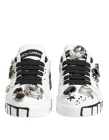 Dolce & Gabbana White Portofino Crystal Sneakers - Luxe et Élégance