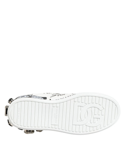 Dolce & Gabbana White Portofino Crystal Sneakers  Shoes