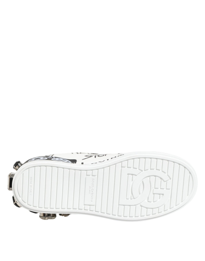 Dolce & Gabbana White Portofino Crystal Sneakers - Luxe et Élégance