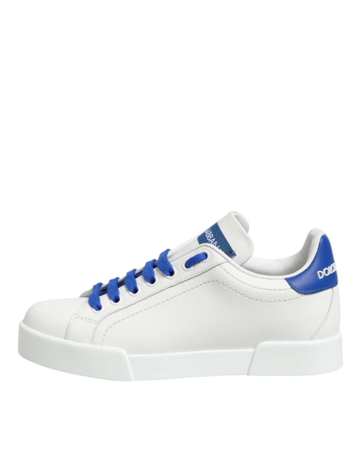 Dolce & Gabbana Sneakers Basses en Cuir Blanc et Bleu