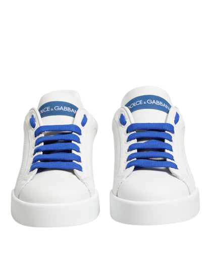 Dolce & Gabbana witte en blauwe leren lage sneakers