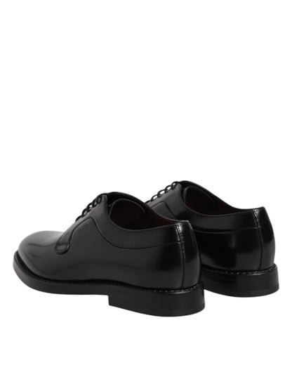 Dolce & Gabbana Black Calf Leather Lace Up Dress Shoes