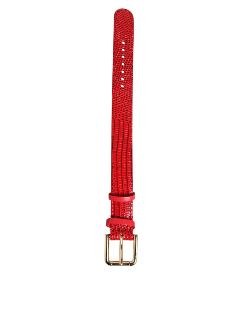 Dolce & Gabbana Red Exotic Leather Gold Tone Metal Buckle Armband