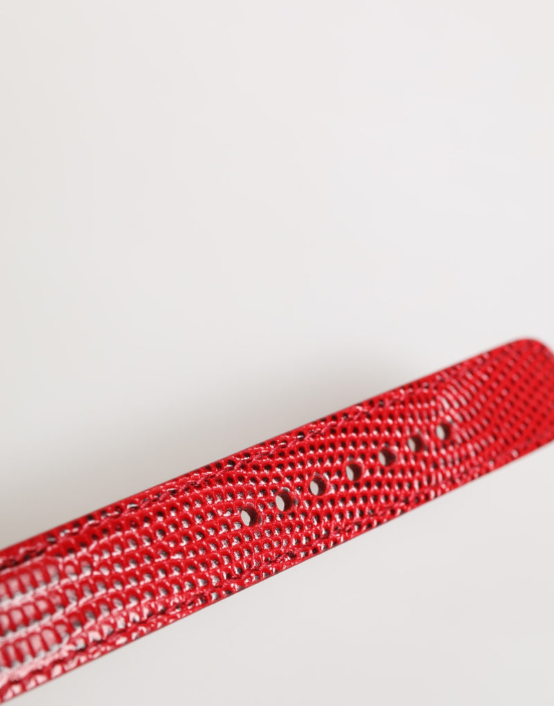 Dolce & Gabbana Red Exotic Leather Gold Tone Metal Buckle Armband