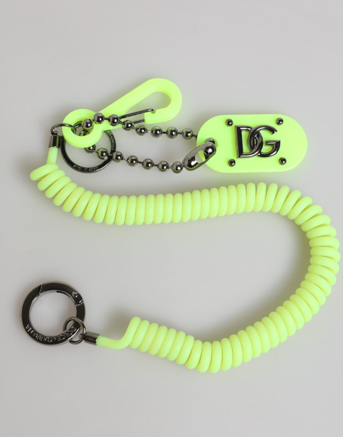 Dolce & Gabbana Green Springy Key Holder DG Logo Keychain