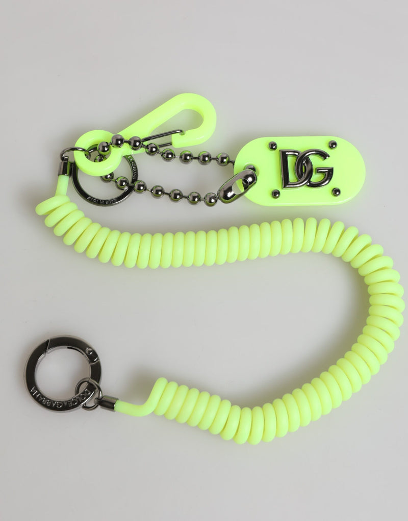 Dolce & Gabbana Green Springy Key Holder DG Logo Keychain