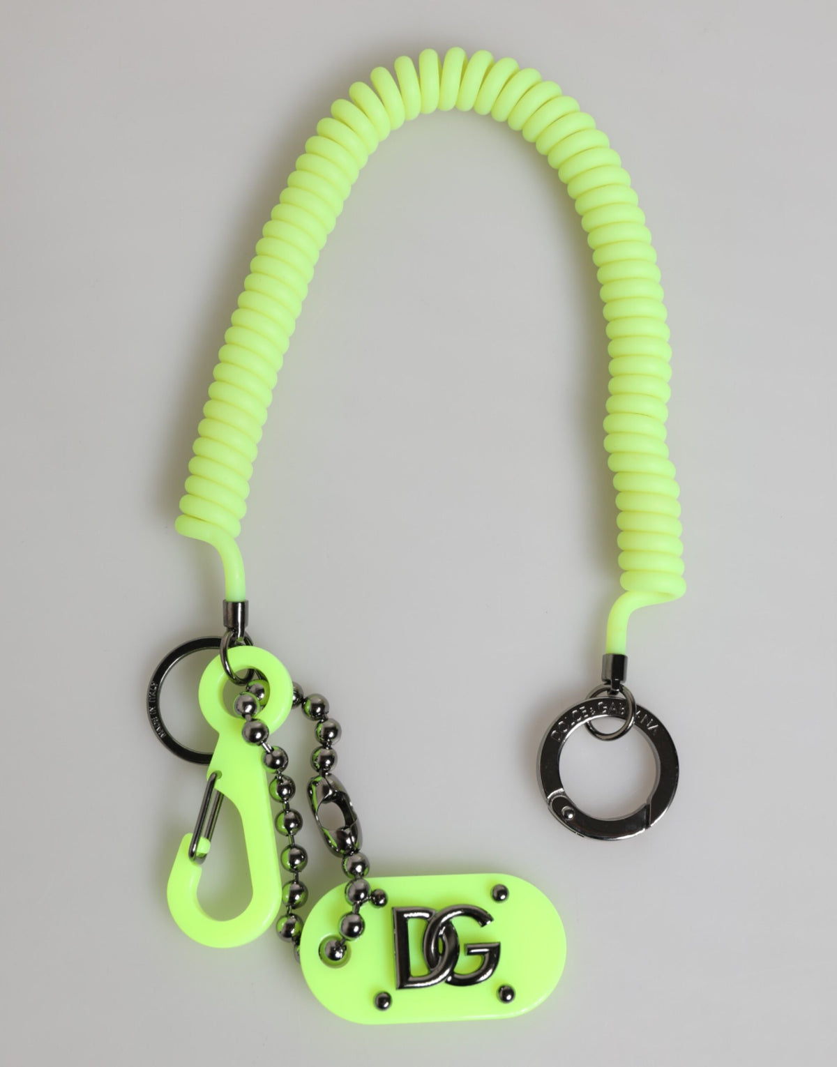 Dolce & Gabbana Green Springy Key Holder DG Logo Keychain
