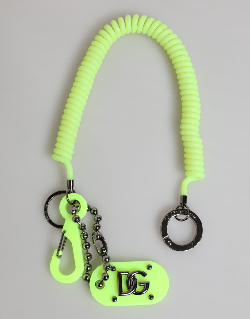 Dolce & Gabbana Green Springy Key Holder DG Logo Keychain