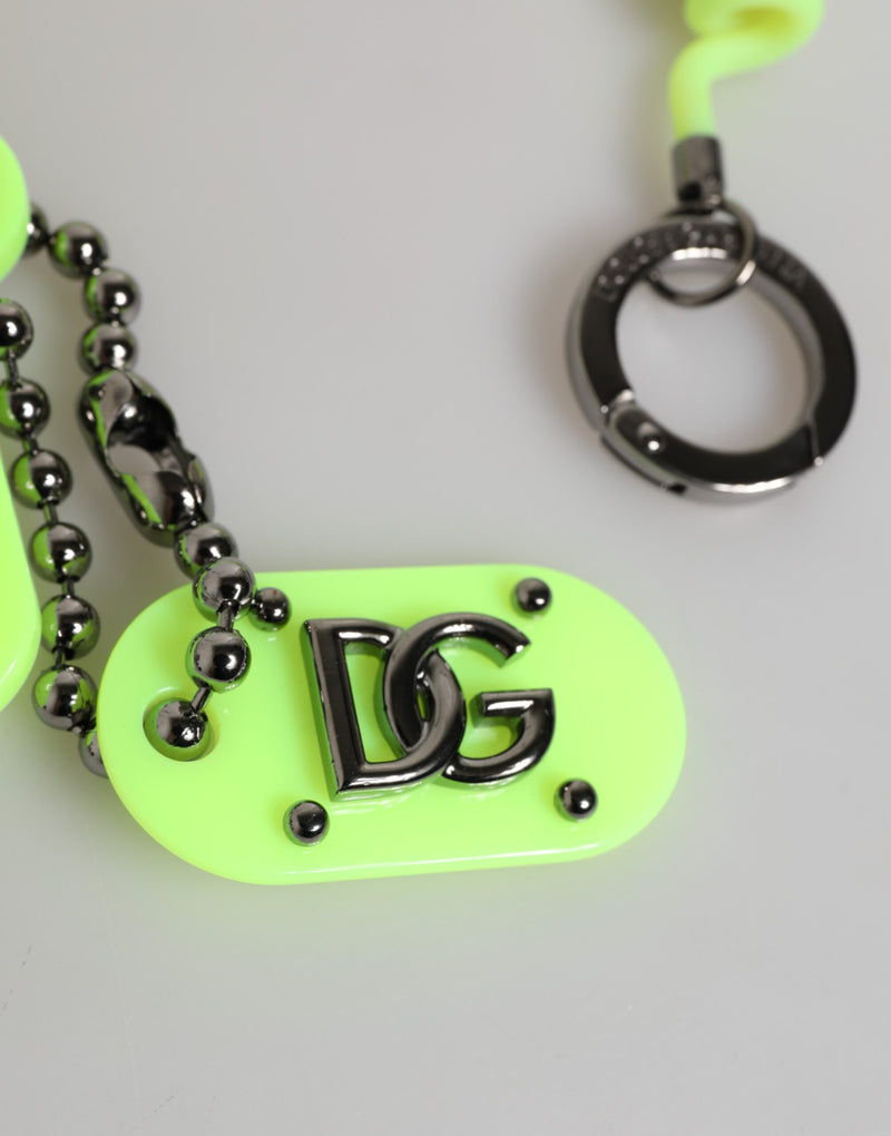 Dolce & Gabbana Green Springy Key Holder DG Logo Keychain