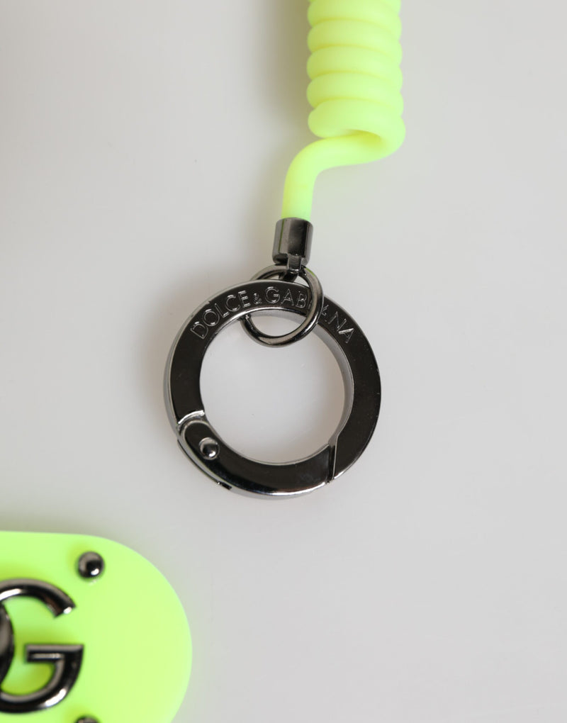 Dolce & Gabbana Green Springy Key Holder DG Logo Keychain