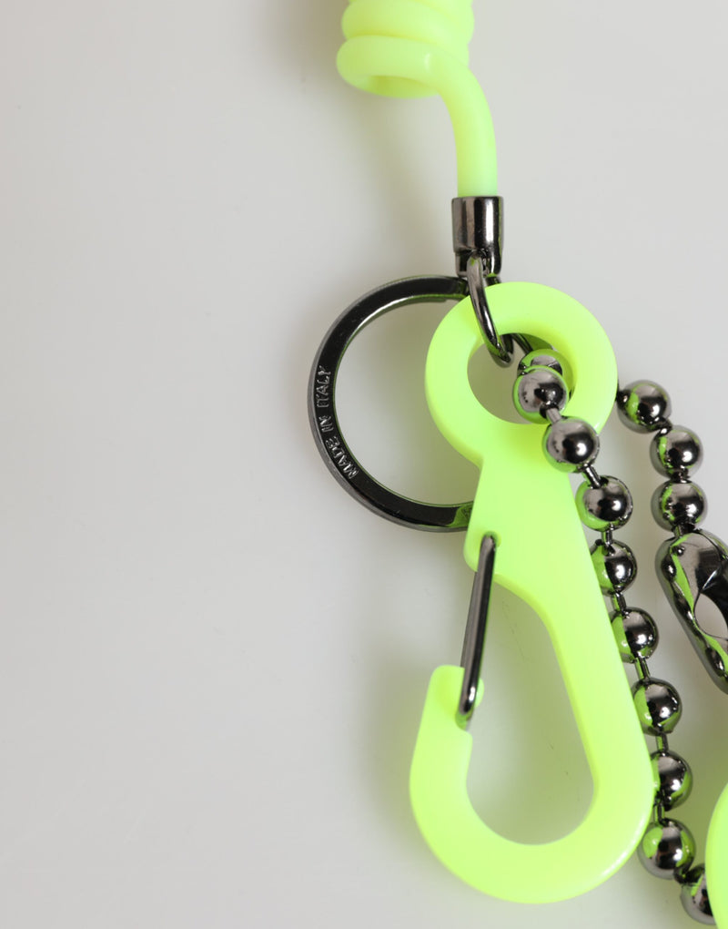 Dolce & Gabbana Green Springy Key Holder DG Logo Keychain