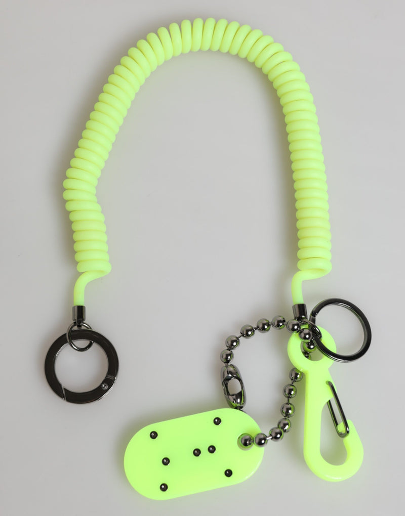 Dolce & Gabbana Green Springy Key Holder DG Logo Keychain