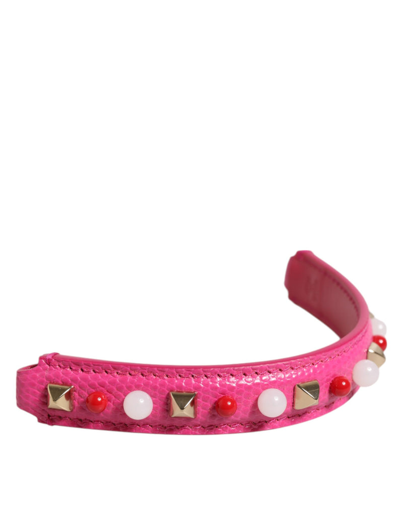 Dolce & Gabbana Pink Embellished Leather Shoulder Strap