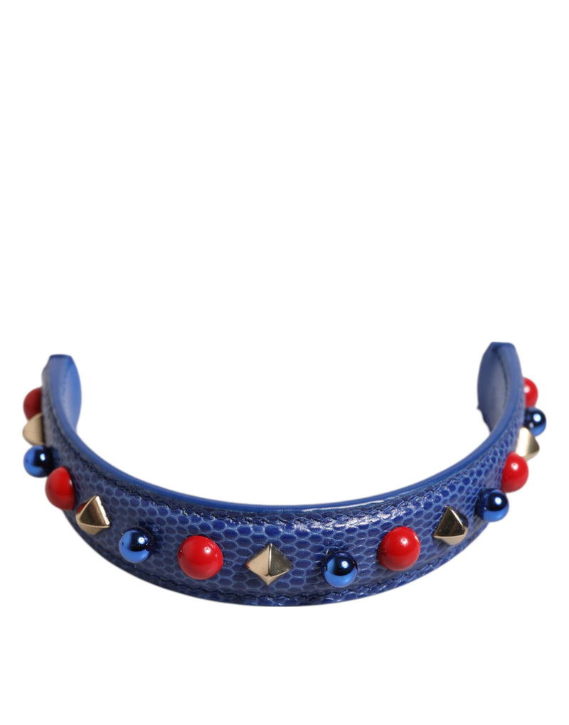 Dolce & Gabbana Blue Embellished Leather Shoulder Strap