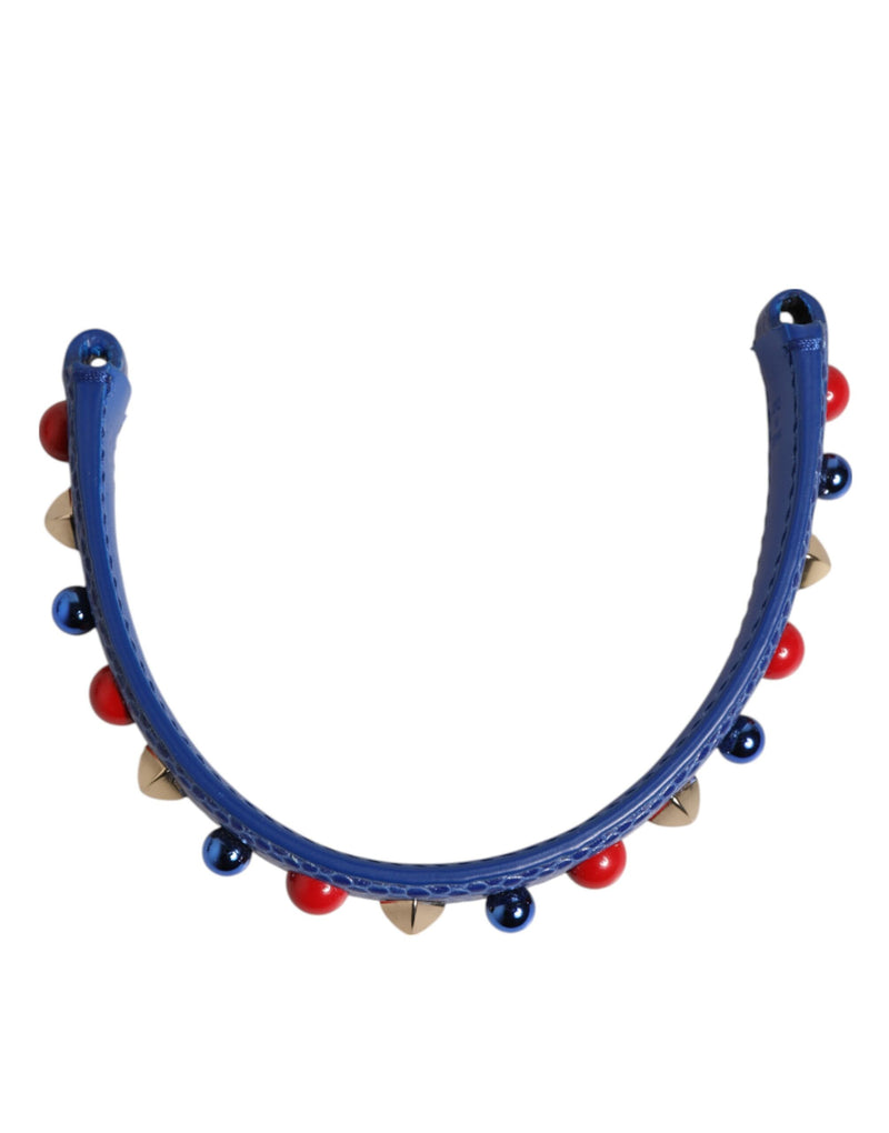 Dolce & Gabbana Blue Embellished Leather Shoulder Strap