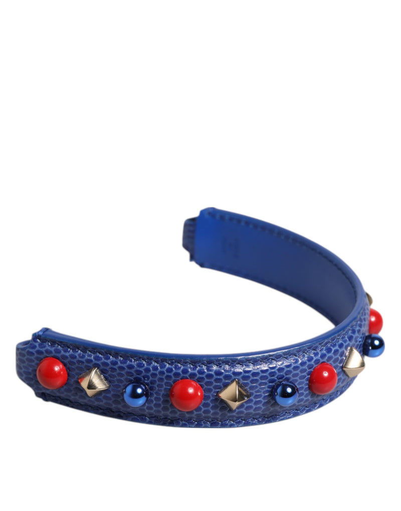 Dolce & Gabbana Blue Embellished Leather Shoulder Strap