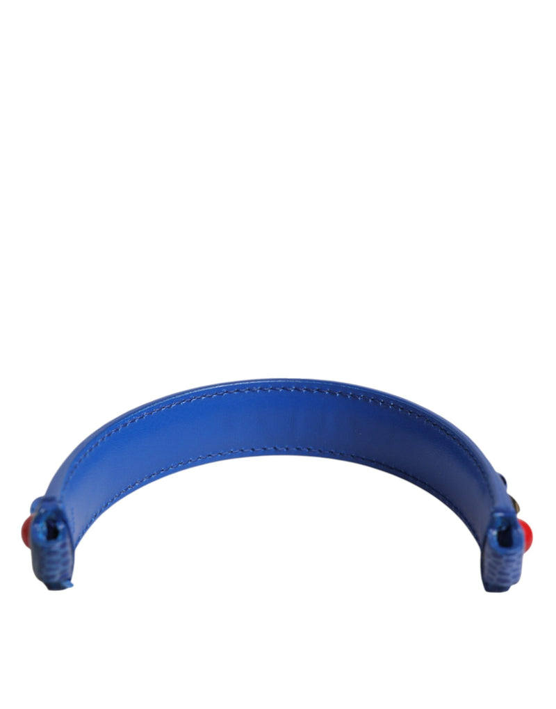 Dolce & Gabbana Blue Embellished Leather Shoulder Strap