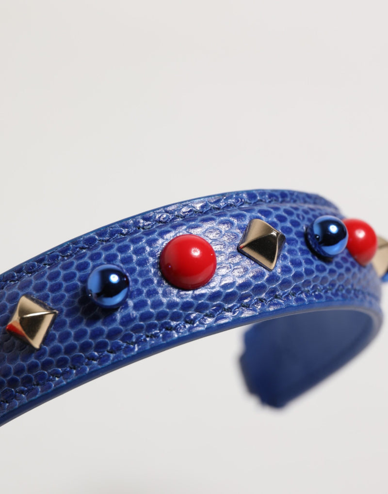Dolce & Gabbana Blue Embellished Leather Shoulder Strap